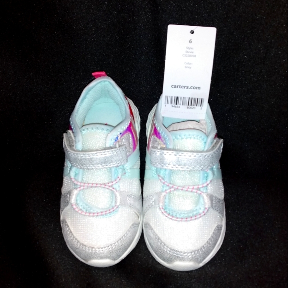 Carter's children's  white/gray shimmer sneakers Sz6